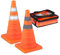 Relaxdays Cône de signalisation, lot 2, Pliable, Bandes réfléchissantes, HLP : 45 x 24,5 x 24,5 cm, Orange et argenté