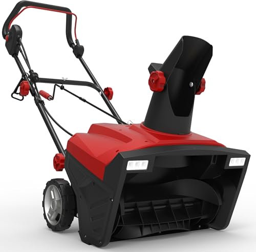 ONBEST Elektro Schneefräse – leistungsstarker 2300 Watt Elektro Motor – 50 cm Arbeitsbreite – LED-Scheinwerfer – 25 cm Arbeitshöhe – 9 m Auswurfweite – Kabelzugentlastung – Electric Snow Blower