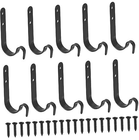 ANDRESLAD 10pcs Black Iron j Hooks Hanging Basket Door Wall Hooks for Home Organization