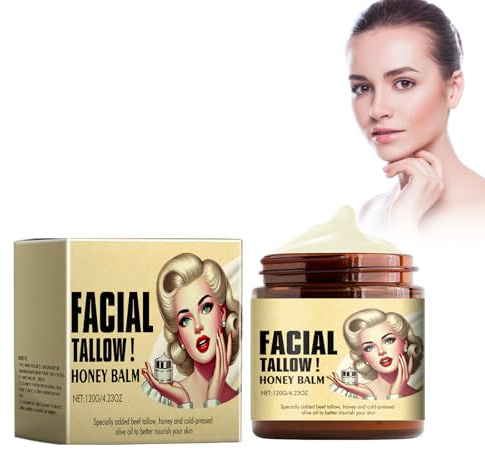 Tallow Bálsamo Cream for Skin Care, 120 G Miel Bálsamo de Carne Tallow Cream Crema de Sebo de Cara para Cuerpo Crema de Sebo para el Cuidado de la Piel, Crema Hidratante Para Cara Y Cuerpo
