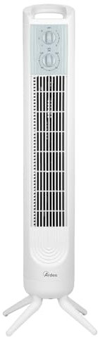 Ardes | AR5T802 Ventilatore ELEVATE a Colonna Altezza Torre 81 cm ad Oscillazione Automatica con Pannello di Controllo 3 Intensità e Timer 120 Minuti Ventilatore Torre Bianco