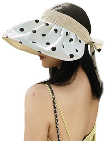 KASESSS Visiera Donna Pieghevole, Visiera Tennis Donnas Punti Neri, Cappello Donna Estivo Protezione UV, Cappellino Donna Estivo per Estate Sportivo Golf, Ciclismo, Pesca, Tennis, Corsa