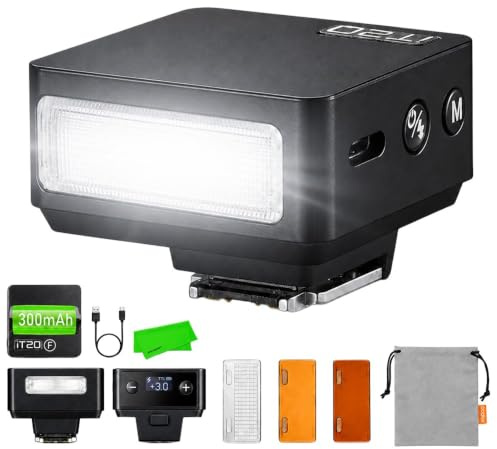 Godox iT20 F iT20F GODOX TTL Auto Mini Flash for Fujifilm X-T5,X-T4,X-T3,X-T30,X-T20, TTL/Manual Modes, Magnetic Color Filters, 1.5s Recycle, Hot Shoe Triggering for Fuji X100V X100VI X-E4 (Black)