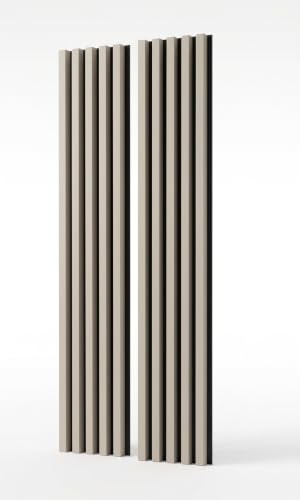 MEBANO. Akustikpaneele auf Schwarzplatte 2 Stücke x (26,5x240 cm) Wandpaneele Farbe: Sand Grau Wandverkleidung Innen Moderne Lamellenwand Deko Wand