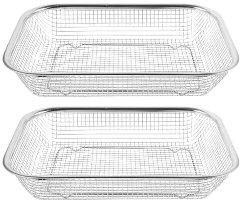 Cabilock 2 Piezas Colador De Malla De Acero Inoxidable Para Cocina Canasta De Drenaje Multifunción Para Fregadero Escurridor De Frutas Y Verduras 11.81X8.66X2.36 Pulgadas