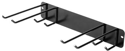 OJREEUB Organizer per attrezzi da giardino per garage, montaggio a parete, per garage, vanga, 4 ganci, nero, 43 x 25 x 7,6 cm