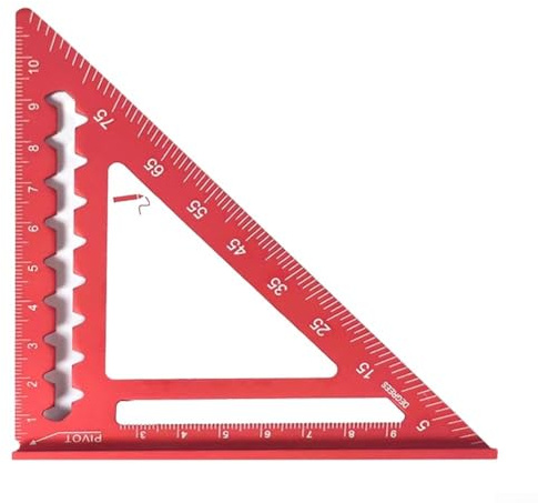 Righello triangolare da 10,2 cm, strumento di misurazione metrica in lega di alluminio, con goniometro, guida per taglio sega e quadrato per inquadratura per progetti fai da te di lavorazione del