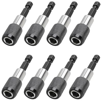GAJUS 8 Pezzi Prolunga per Avvitatore Magnetico a Sgancio Rapido 1/4 Pollice 60 mm Portainserti per Trapano e Cacciaviti con Impugnatura Rigata Set di Prolunghe per Inserti Porta Bit Durevole