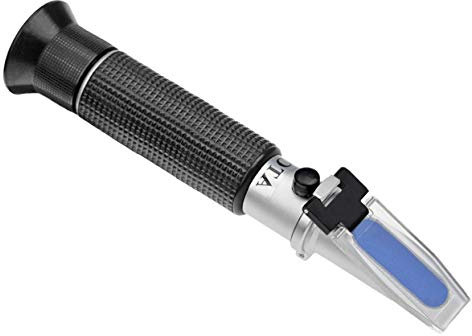 HHTEC Salzwasser Refraktometer Meerwasser Salinität:0-10% Dichte:1.000-1.070 Salinometer Aquarienwasser 0-100 ppt Aquarium mit Bedienungsanleitung in Deutsch