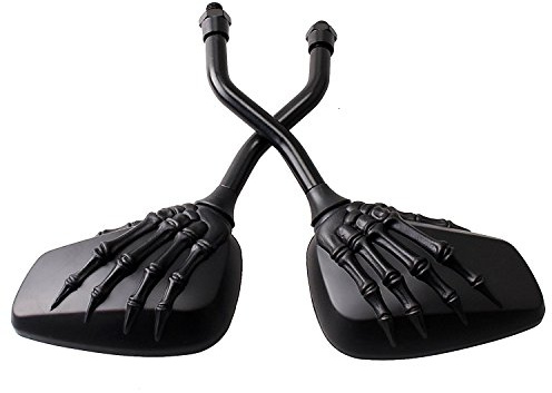 Pairs of Distinctive Skull Skeleton Hand 8mm 10mm Rearview Side Mirror for Motorcycle Scooter Moped Bike Standard Bike (Black)