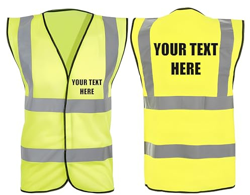 Hi Vis Vests - Personalised Hi Vis Vest Made of Durable Polyester- High Vis Vests with Reflective Vinyl Banding for Safety - Yellow High Visibility Vest by Brook Hi Vis, Extra Large 44-46”