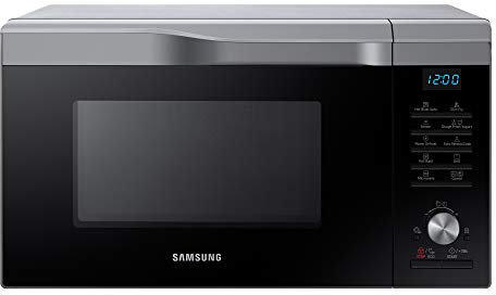 Samsung HotBlast™ MC28M6085KS - Horno de microondas combinado, cocción ventilada, vapor, microondas + grill 900 W + 1500 W, 28 l, 52 l x 31 h x 46 cm, color plateado