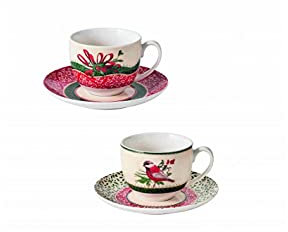 Brandani 52353 Set 2 Tazze The Con Piatto Cantico Capacita 250 ml Diamtro 15x8h cm