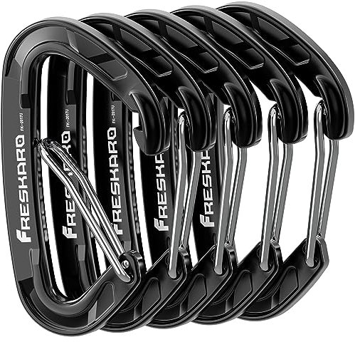 FresKaro Karabiner Haken-Karabinerhaken, Robust, Klein, Stabil, Schlüsselanhänger, Zubehör, Federschnapper, 8kN 816kg, für Wandern, Camping, Angeln, Nicht zum Klettern, Schlüssel Mini-Größe, 5Stück