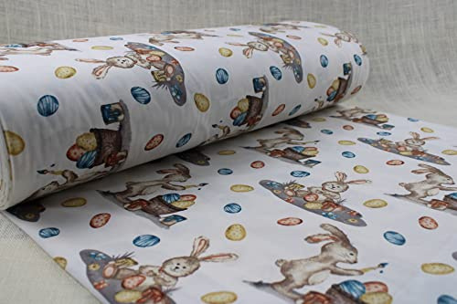 240 cm Popeline Baumwollstoff Meterware ab 50cm aus Baumwolle Stoff Patchwork Basteln mit ÖKO-TEX Zertifikat Ostern Modelle (Muster 1)