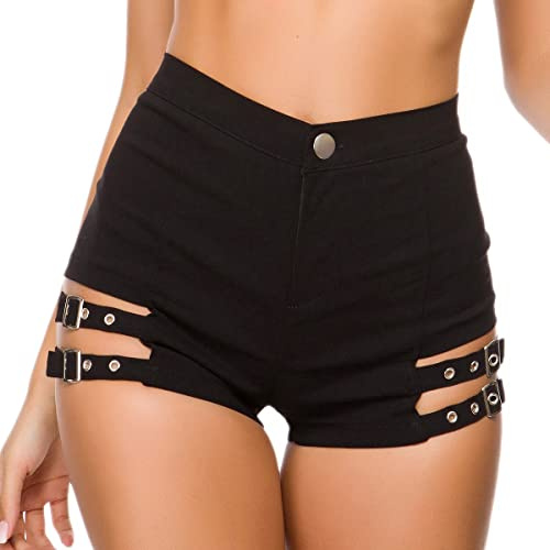 Odizli Ledershorts Damen Lack und Leder Mini Tight Bikini Shorts Frauen Hotpants Festival Rave Techno Pole Dance Outfit Lara Croft Kost�m Halloween Karneval Party Faschingskost�me Schwarz 05 L