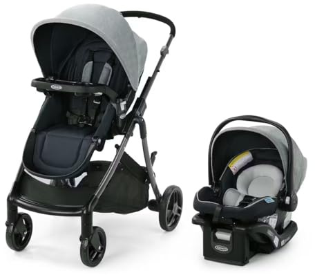 Graco Modes Closer Travel System with SnugRide 35 Lite LX Car Seat & Slide2Me Adjustable Height, Reversible, Lightweight, One-Step Fold, Nash