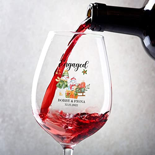 Copas de vino con tallo personalizadas, nuestras primeras copas de vino tinto de Ornamen comprometidas, juego de 2 copas de vino perfectas para el día de San Valentín, aniversario, cumpleaños, copas