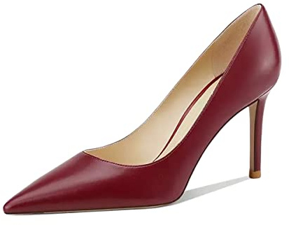 Saekcted Femmes Aiguille Haut High Talon Heel Fermé Pointu Bout Slip-on Escarpins Bureau Clear Cute Classique Chaussures 8.5 CM Heels