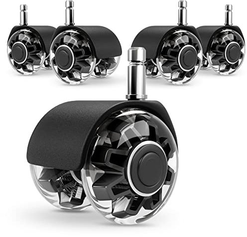 Sostituzione per sedia da ufficio (1000 kg), ruote da 10 x 22 mm, ruote per sedie da ufficio, ruote scorrevoli e silenziose, rotelle per sedie da gioco, senza graffi (nero 10 mm)