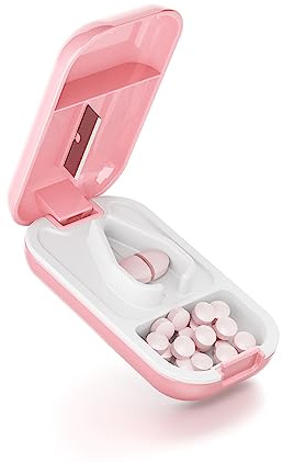 Opret Tablettenteiler für Mehrfach Pillen, mit Aufbewahrungsfach | Tablettenschneider, Pill Cutter in Halbe Viertel Schneiden, Tablettenspalter, Pillenschneider Tablettenzerteiler