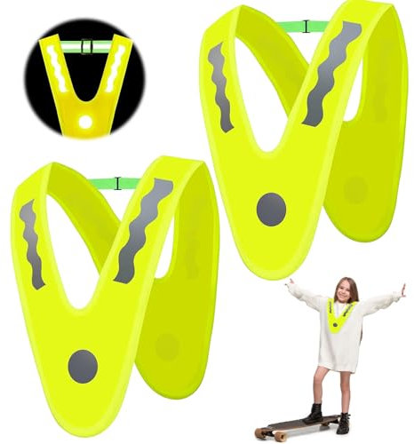 LETTERASHQP Warnweste Kinder 2 Stück V-Form Kinderwarnweste Leichte Warnweste Kinder Reflektorweste Kinder Warnschutzweste Sicherheitsweste Reiten Kinderwarnweste für Kinder Fahrrad Auto, Sport