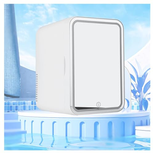 HAZARA RéFrigéRateur De Beauté Domestique, 8L,avec Miroir De Courtoisie LED Petit Frigo Pas Cher, Voiture,Maison,Chaud Et Froid 2 en 1 Petit Frigo Pas Cher, pour Chambre, Bureau Et Voiture,White