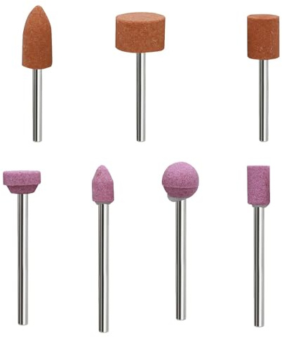 ANBOO Juego de 42 puntas de lijado de corindón, cabeza de piedra, vástago 1/8 pulgadas para accesorios de lijado Dremel y manguitos de pulido