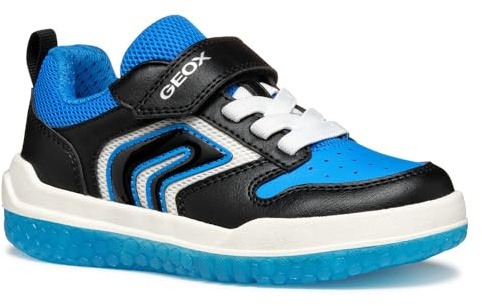 Geox J BUZZERLIGHT BOY B Sneaker, Black/Lt Blue, 10 UK Child