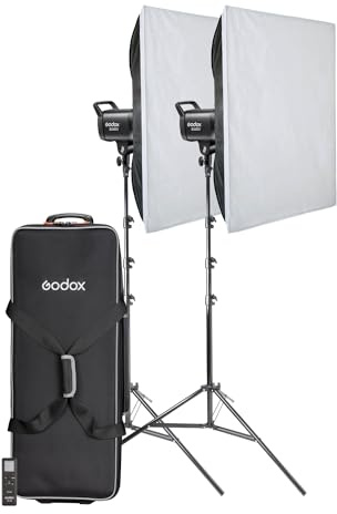 Godox SL60IID Twin Softbox LED Lighting Kit - 70W, 5600K±200K, CRI ≥96, TLCI ≥97, 60x90cm Softbox, 35cm Depth, Bowens S-Type Fitting, 79-240cm Stand Height, 5kg Max. Load Capacity