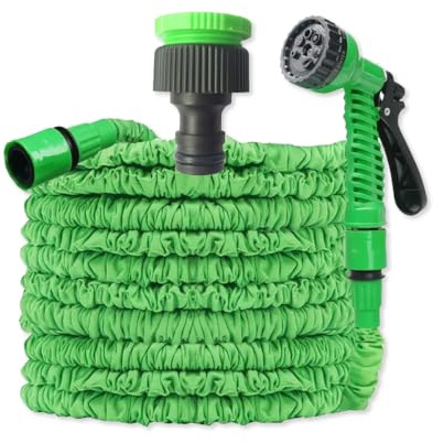 OLYSPM Gartenschlauch Flexibel,Wasserschlauch Flexibel,Gartenschläuche mit 1/2,3/4 Anschlüssen und 7 Modi Spritzpistole,Flexibler Gartenschlauch mit 50FT,75FT,100FT,125FT