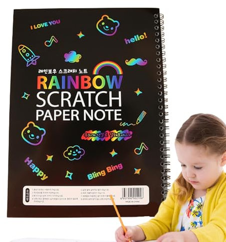 Regenbogen-Kratzpapier-Kunst, Kratzpapier-Kunst - 10 Blatt schwarzes Kratzpapier, Regenbogen-Kunstpapier - handgemachtes Kratzpapier geruchloses Farbzeichnungs-Notizbuch für Kinder