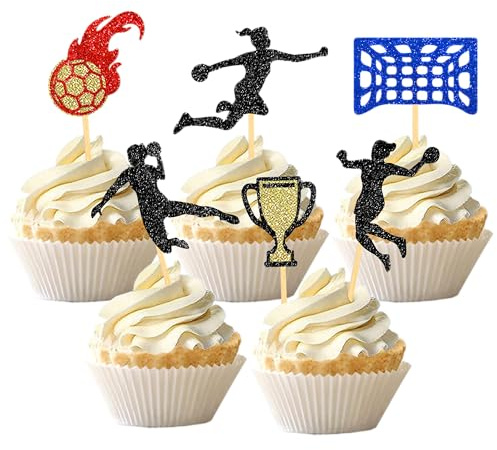 24 Stück Glitzer Handball Cupcake Topper, Tortendeko Handball Mädchen | Handball Kuchen Deko, Handball Geburtstag Deko, Handball Fan Party Dekoration, Handball Geschenke Mädchen