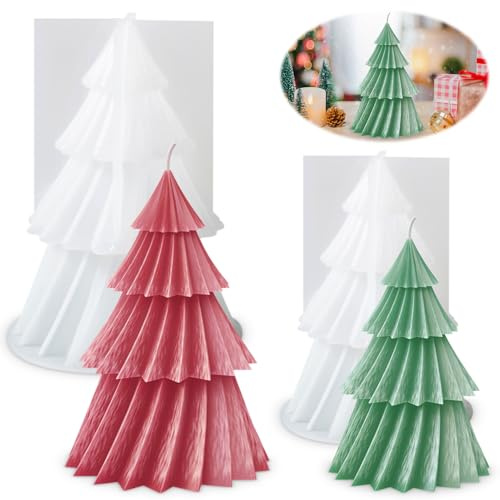 Silikonform Gießformen, 2 Stück tannenbaum, 3D weihnachten, für Kerzenherstellung, Handgefertigte Seife, DIY Handwerk