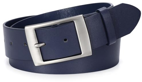 SUOSDEY Frauen Ledergürtel Damen Gürtel für Jeans Kleider Hosen mit klassischer Dornschließe, 3.8cm Breite Marineblau