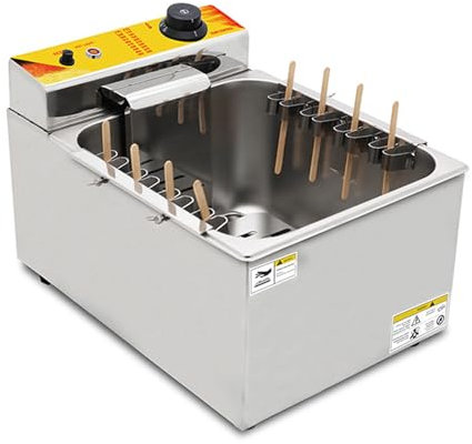 Commercial Deep Fryer, 12L Automatic Cheese Hot Dog Sausage Grill Stove Sticks Fryer, Large Capacity Electric Deep Fryer with 50-200℃ Adjustable Temperature