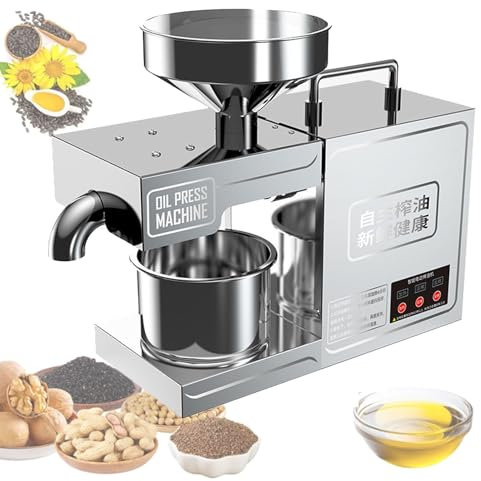 Oiyekntd Kitchen Oil Press Machine, Electric Automatic Oil Press Hot/Cold Organic Oil, Commercial Oil Press Maker with Digital Screen for Avocado Coconut Flax Peanut Castor Perilla