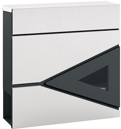 HOMCOM Wall Mounted Post Box with Viewing Window, 2 Lock, Modern Galvanised Steel Mailbox with Copper Core, Weatherproof Letterbox for Outdoor Use, Easy to Install, Silver