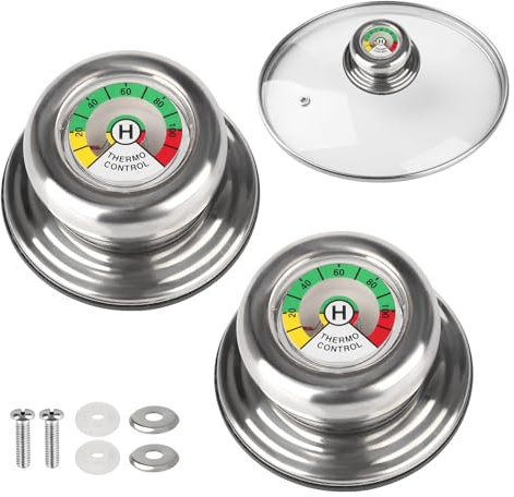 2 Stück Topfdeckelgriff mit Thermometer, kompatibel mit AMC Töpfen und Pfannen Thermo Deckelknopf Deckelgriff Ersatz Ersatz Topf Griff Thermometer für Thermometer Topfdeckelgriff