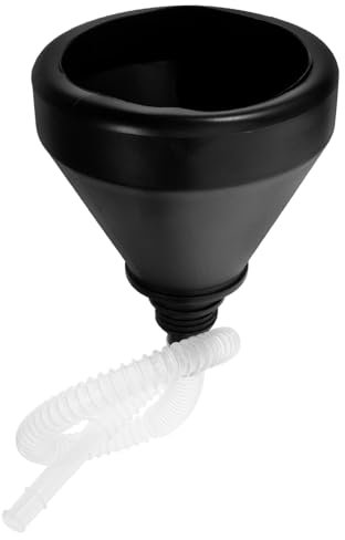 GARVALON Entonnoir à Long Col en Plastique Noir Filtre Intégré pour Remplissage D'huile Moteur, Grosse Capacité, Accessoire pour Vidange Automobile