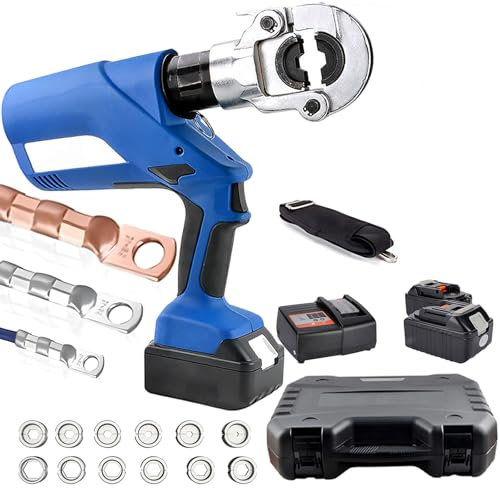 LADECNERHT Capicorda Idraulici Elettrici Capicorda Elettrici Idraulici Ricaricabili Capicorda Elettrici Batteria al Litio Ricaricabile Kit di Utensili per Crimpatura Continua di Capicorda per Cavi