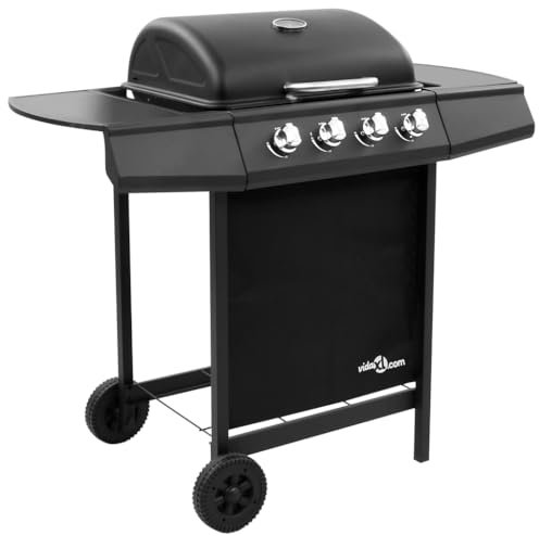 Cucina e sala da pranzo-Elettrodomestici da cucina-Griglie Esterne-Barbecue a Gas Grill con 4 fuochi Nero (solo FR/BE/IT/UK/NL)