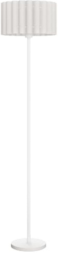 HOMCOM Stehlampe Stehleuchte Wellenschirm Fußschalter E27 Fassung Weiß | Standlampe, für Wohnzimmer, Schlafzimmer, exkl. Glühbirne