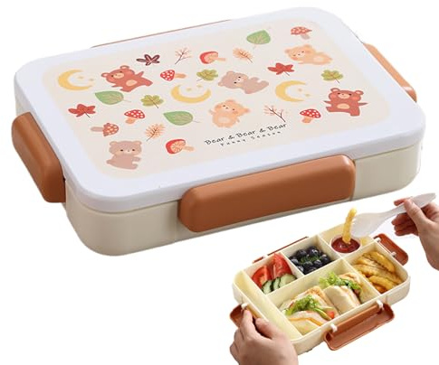 Celuicion Scatola Pranzo Prima Infanzia, Portapranzo Riutilizzabile Con 5 Scomparti, Utensili Cucina Antigoccia per Vacanze Spiaggia Sport Campeggio Viaggi