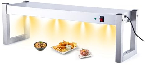 HAKKA Heat Lamp Gantry Light Commercial Food Warmer Lamp,Food Heaters for Buffet Catering,Stainless Steel Insulation Layer Frame with Lamp for Restaurants,150cm L and 4x300w Bulbs