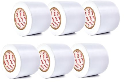 DRW Lot de 6 rubans de tuyauterie anti-fuites Renfort et fixation Blanc 48 mm x 12 m