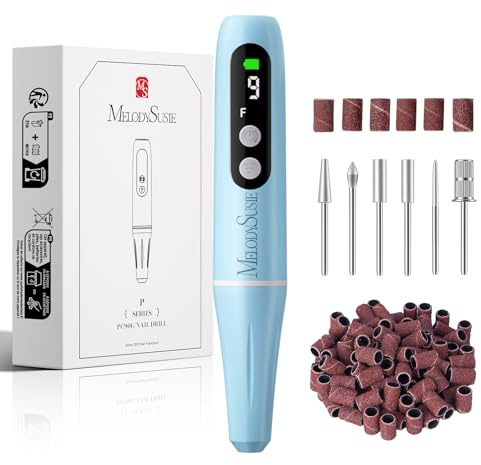 MelodySusie En Forme de Stylo PC90G Portable sans Fil Ponceuse pour Ongles | 20000 tr/min, Rechargeable, pour Le Façonnage de Manucure et Le Retrait du Gel Acrylique, pour le DIY à la Maison/Voyages