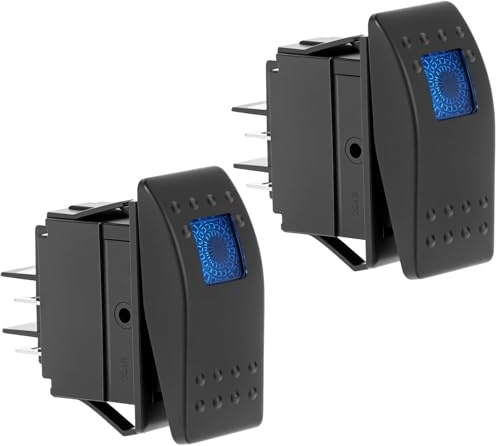 QWORK® KFZ Auto Kippschalter 12V wasserdicht mit blau LED Beleuchtung, Ein/Aus Wippschalter für Boot und Auto, 4-polig