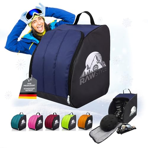 BambiniWelt by Rafael K. Skischuhtasche 40x42x30cm - Skischuhaufbewahrung für Skischuhe, wasserdichter Skischuh-Rucksack mit Reißverschluss, Tragegriff & Schultergurte -, Helm & Handschuhe