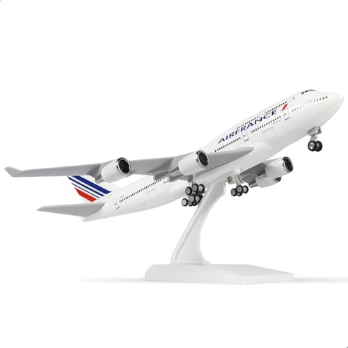 QIYUMOKE 1/240 France 747 modellflygplan för Boeing 747 modellflygplan med stativ (30 cm längd) Förberedd modellbyggsats för vuxna – kreativa presenter från flygfah